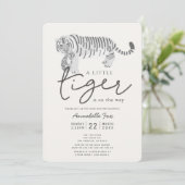 Mam Tiger & Cub Cream Gender Neutral Baby shower Kaart (Staand voorkant)