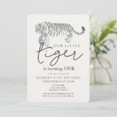 Mam Tiger & Cub Modern Cream 1e verjaardag Kaart (Staand voorkant)