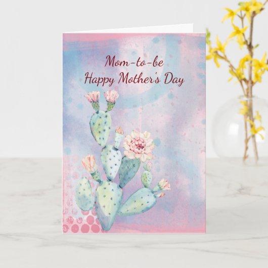 Mam-to-be Moederdag Cactus Card Kaart (Gele Bloem)