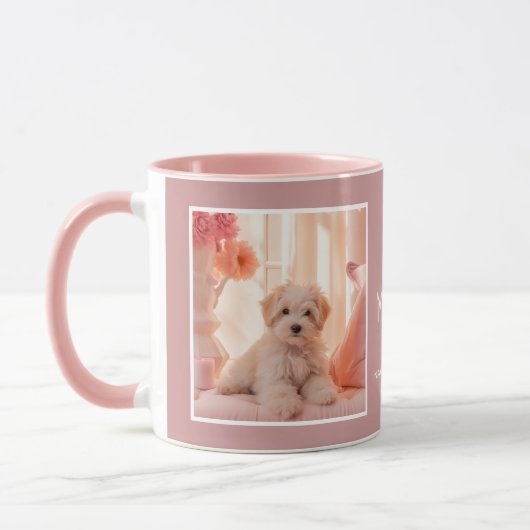 Mam Twee Foto Aangepaste Tekst Stoffig Roos C91 Tw Mok (Links)