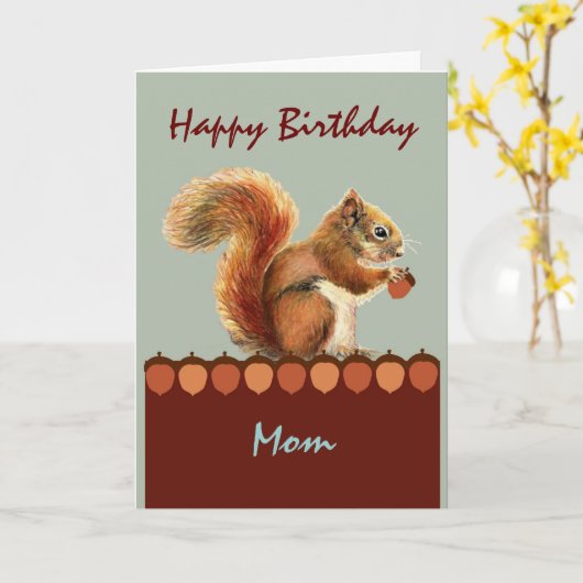 Mam uit ons NUTS-Humor Squirrel Art Kaart (Gele Bloem)