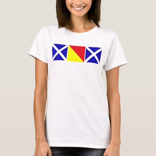 Mam uitgesponnen in Nautical Flags T-shirt (Voorkant)