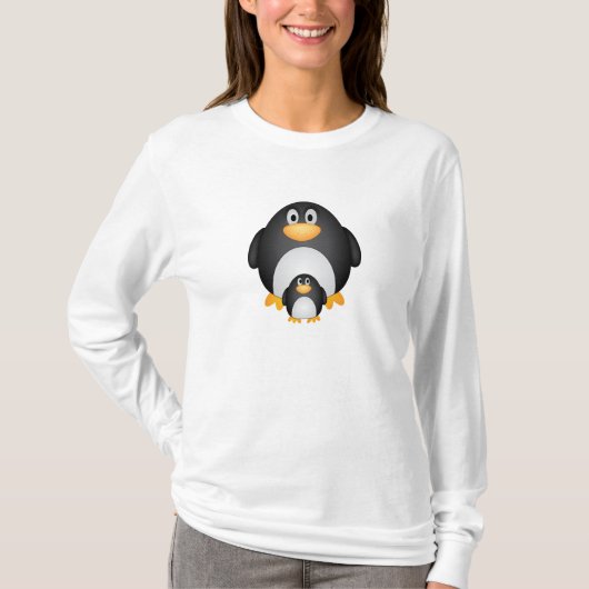 Mam/vader en baby pinguïn t-shirt (Voorkant)