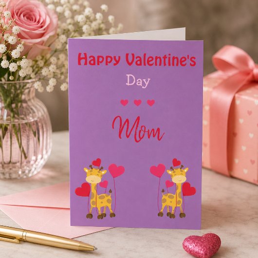 Mam Valentijnsdag Giraffe Feestdagen Kaart