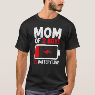 Mam van 2 jongens Lage Batterij van Son Moederdag  T-shirt