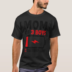 Mam van 3 jongens Lage Batterij van Son Moederdag T-shirt