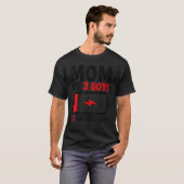 Mam van 3 jongens Lage Batterij van Son Moederdag T-shirt (Voorkant volledig)