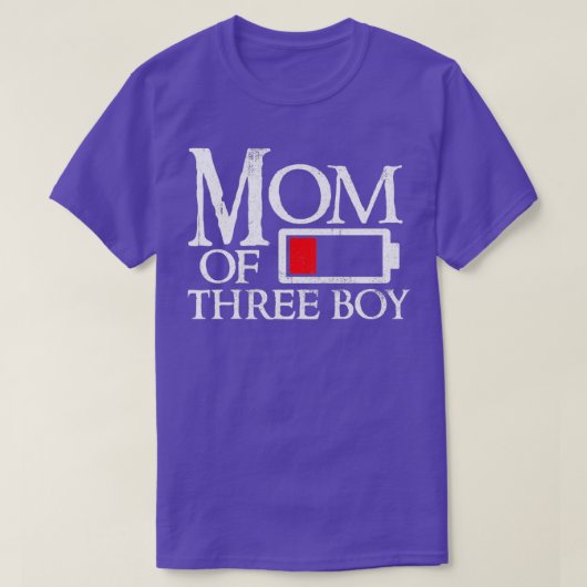 Mam van 3 jongens met lage batterij grappig t-shirt (Design voorkant)