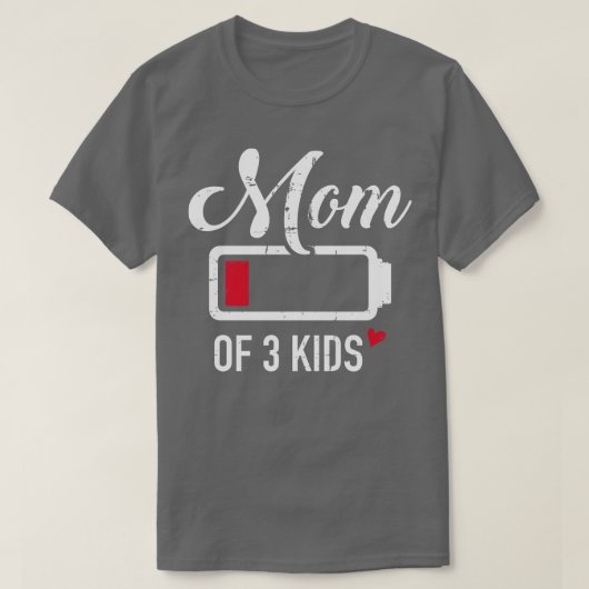 Mam van 3 kinder batterij met lage batterijduur t-shirt (Design voorkant)