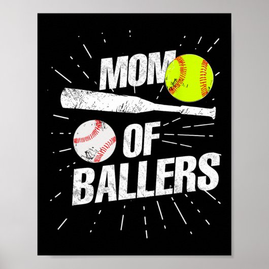 Mam van Ballers Funny Baseball Softball Game Moede Poster (Voorkant)