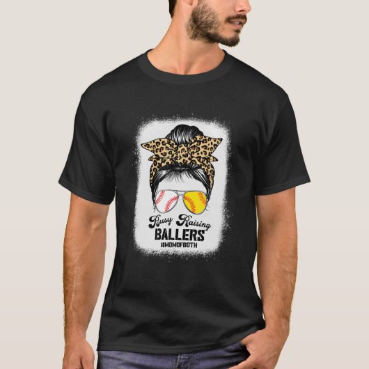 Mam van beide bedekte balletjes softbal honkbal t-shirt (Voorkant)