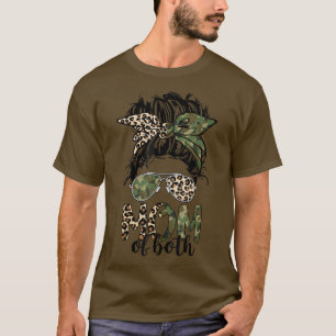 Mam van Beide Bun Camoue Leopard Bandana Mothe T-shirt