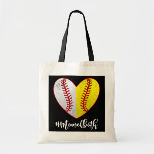 Mam van beide Softball Baseball Heart Moederdag Tote Bag