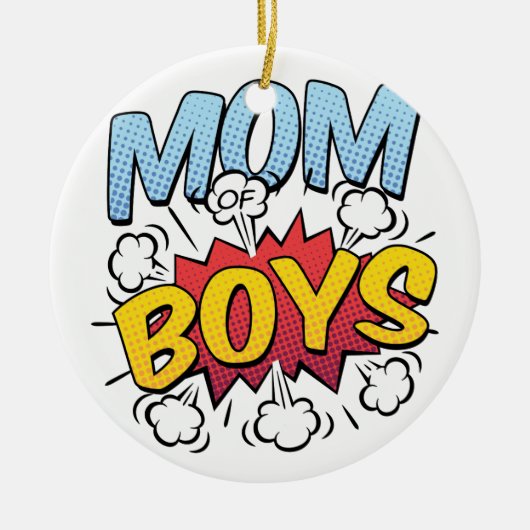 Mam van Boys Moederdag Comic Book Style Keramisch Ornament (Voorkant)