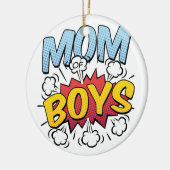 Mam van Boys Moederdag Comic Book Style Keramisch Ornament (Links)