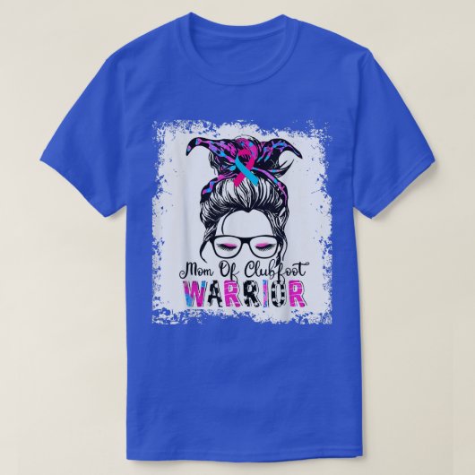 Mam van Clubfoot WarriorBewustmakerij Roze & Blue T-shirt (Design voorkant)