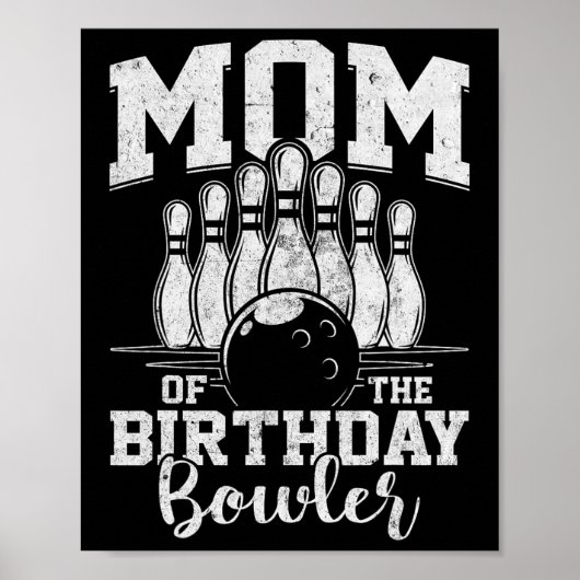 Mam van de Birthday Bowler Bowling Party Poster (Voorkant)