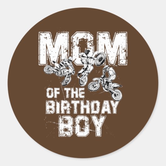 Mam van de 'Birthday Boy Dirt Bike Motorcycle' Ronde Sticker (Voorkant)