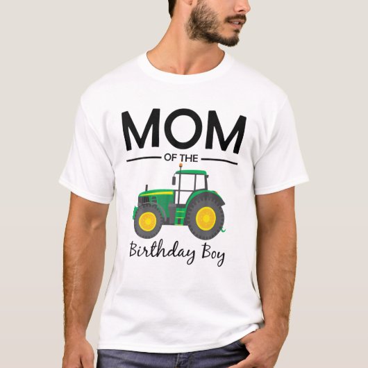 Mam van de Birthday Boy Tractor Boerderij Party Fa T-shirt (Voorkant)