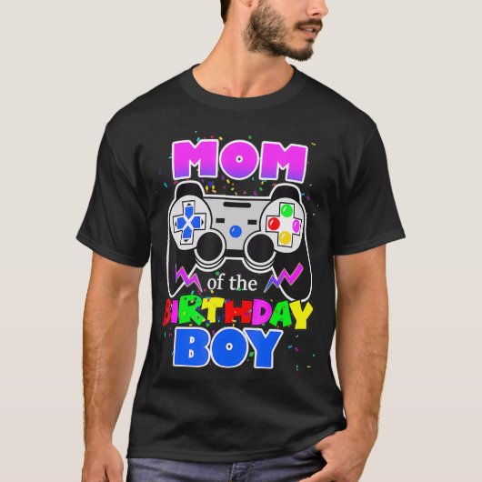Mam van de Birthday Boy Video Game Birthday Party T-shirt (Voorkant)