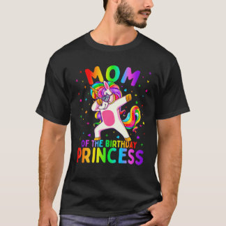 Mam van de Birthday Princess Girl Dabbing Unicorn T-shirt