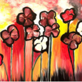 Mam van de bloemen hand geverfd tote bag