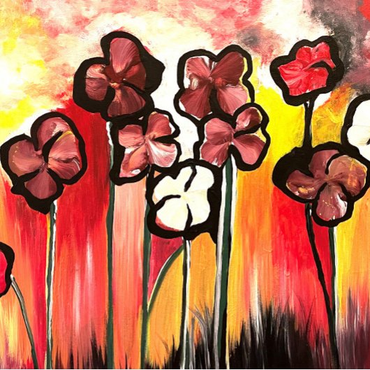 Mam van de bloemen hand geverfd tote bag