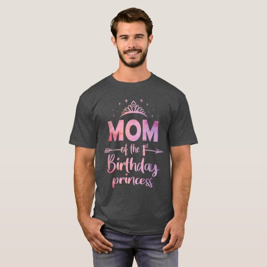 Mam van de eerste verjaardag prinses meisje een ja t-shirt (Voorkant volledig)