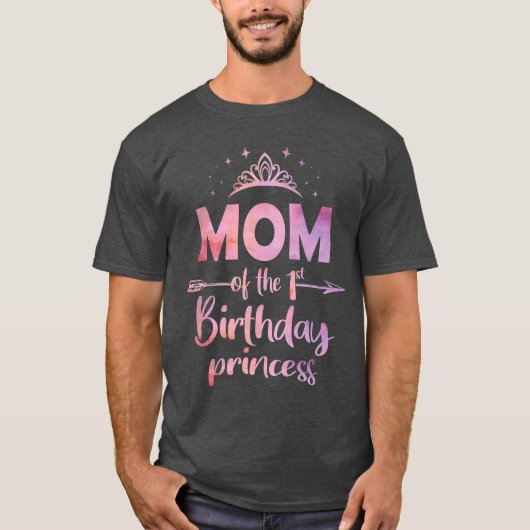 Mam van de eerste verjaardag prinses meisje een ja t-shirt (Voorkant)
