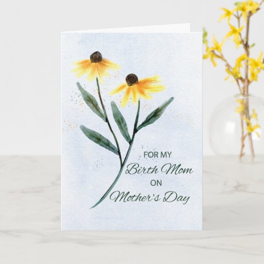 Mam van de geboorte op Moederdag twee kloonbloemen Kaart (Gele Bloem)