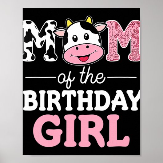 Mam van de Koe van het Birthday Girl Boerderij Poster (Voorkant)