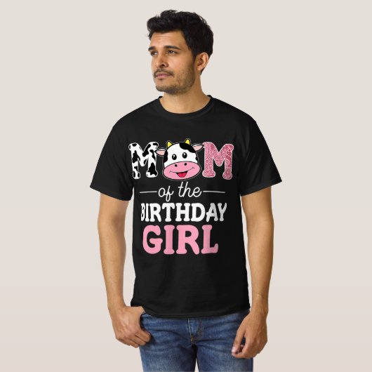 Mam van de Koe van het Birthday Girl Boerderij T-shirt (Voorkant volledig)
