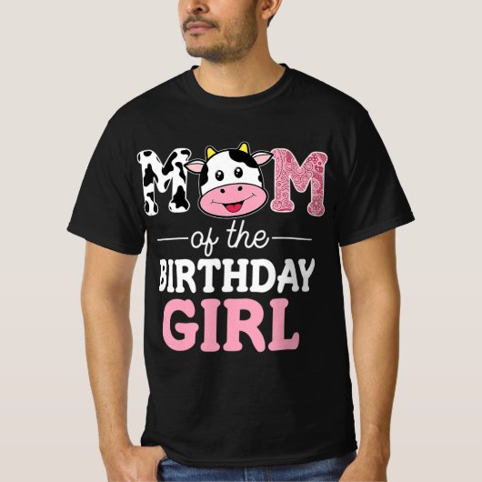 Mam van de Koe van het Birthday Girl Boerderij T-shirt (Voorkant)