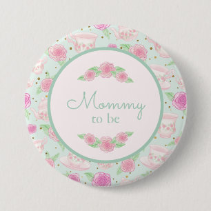 Mam van de partij van de goudthee om Baby shower t Ronde Button 7,6 Cm