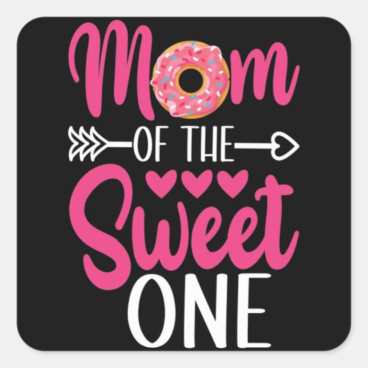 Mam van de Sweet One Sprinkst Donut Vierkante Sticker (Voorkant)