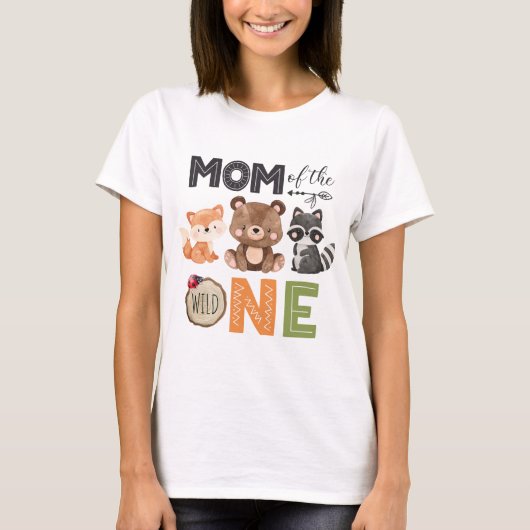 Mam van de Wilde One Forest Anamals Birthday T-Shi T-shirt (Voorkant)