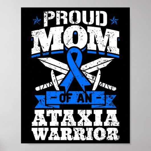 Mam van een ataxia Warrior Awareness Ribbon Dystax Poster (Voorkant)