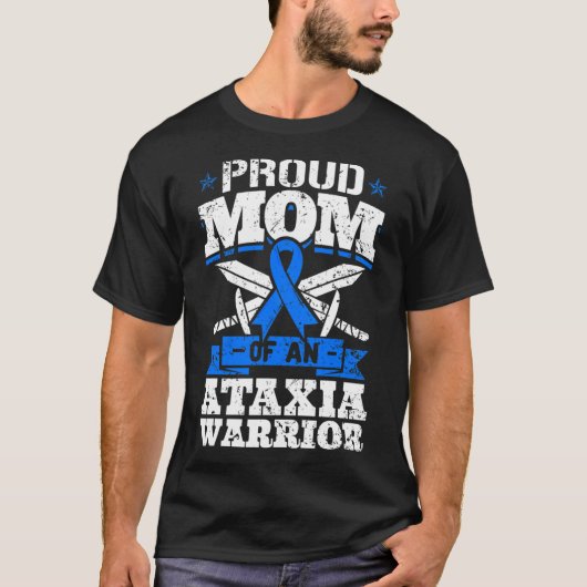 Mam van een ataxia Warrior Awareness Ribbon Dystax T-shirt (Voorkant)