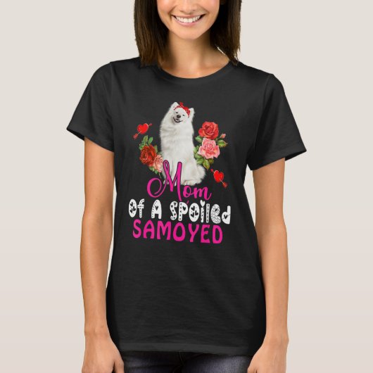 Mam van een bedrukt, met Samoyed Dog Bow Stropdas T-shirt (Voorkant)