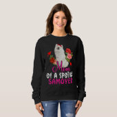 Mam van een bedrukt, met Samoyed Dog Bow Stropdas Trui (Voorkant volledig)