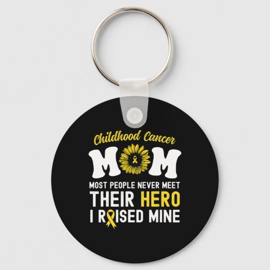 Mam van een Warrior Hero Childhood Cancer Awarenes Sleutelhanger (Voorkant)