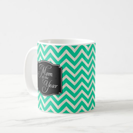 Mam van het Jaar Chevron Stripes Koffiemok (Voorkant links)