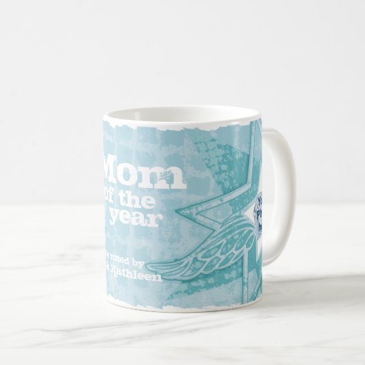 Mam van het jaar fotosterren ijskblauwe mok (Voorkant rechts)