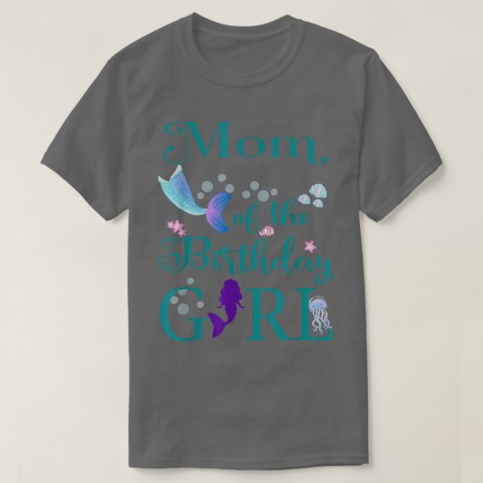 Mam van het meisje van de geboorte Mam Mermaid Fir T-shirt (Design voorkant)