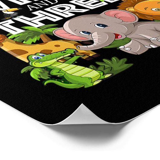 Mam van het Wilde Drie Zoo Birthday Safari Oerwoud Poster (Hoek)