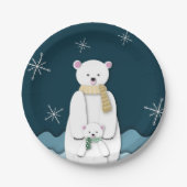 Mam van Navy Blue White Polar met Baby Papieren Bordje (Voorkant)