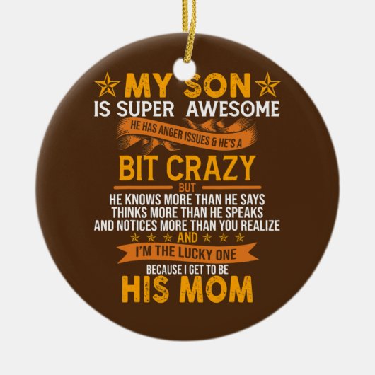 Mam van Super Geweldige Moederdag Funny Son Keramisch Ornament (Voorkant)