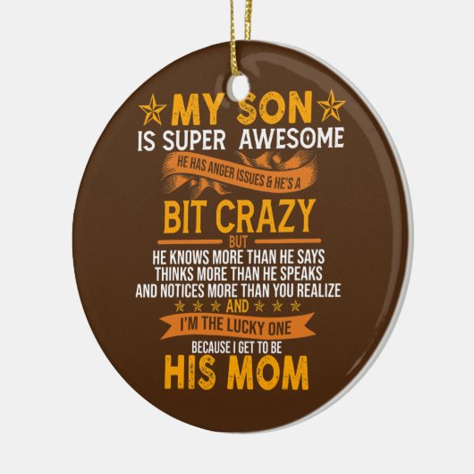 Mam van Super Geweldige Moederdag Funny Son Keramisch Ornament (Links)