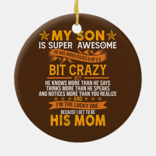 Mam van Super Geweldige Moederdag Funny Son Keramisch Ornament (Achterkant)