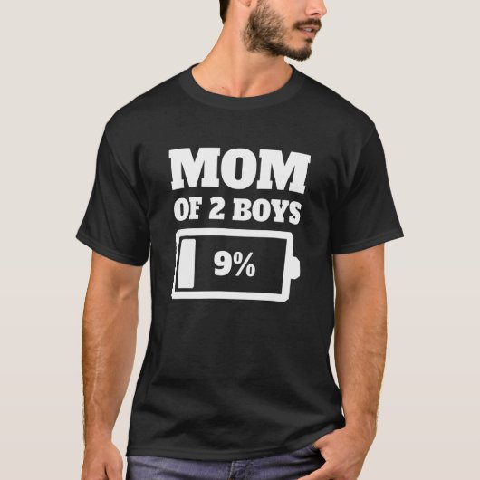 Mam van twee jongens Sons Tired Mam Low Battery En T-shirt (Voorkant)